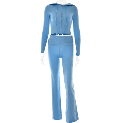 Vrouwelijk Sportpak Crop Top en Wijd Broek