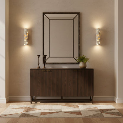 Wandlamp Terrazzo Cilinder – Walnoot Houten Basis – Handgemaakt Natuursteen – Retro Kolom Design – Warm Licht G9 – Woonkamer Slaapkamer Gang