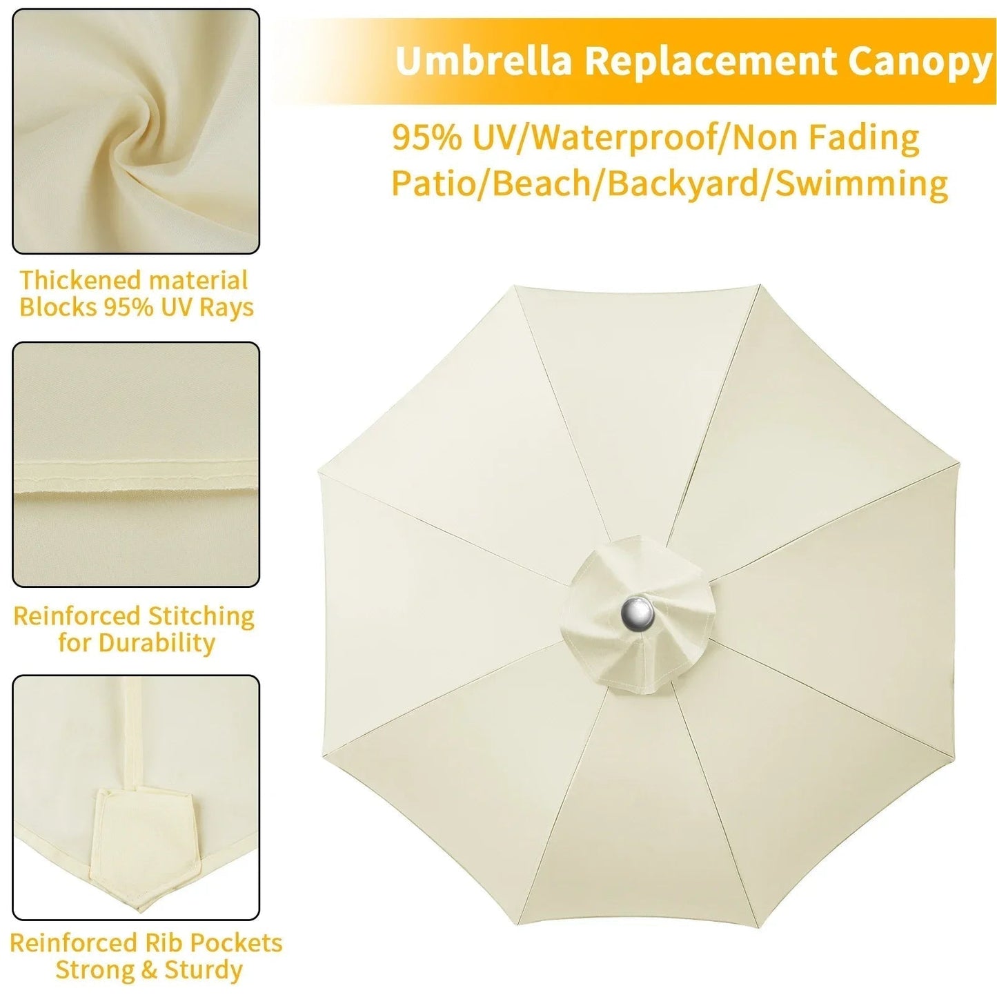 Vervangingshoes voor parasol 6/8 spaken waterafstotend met ventilatie 2-3 meter
