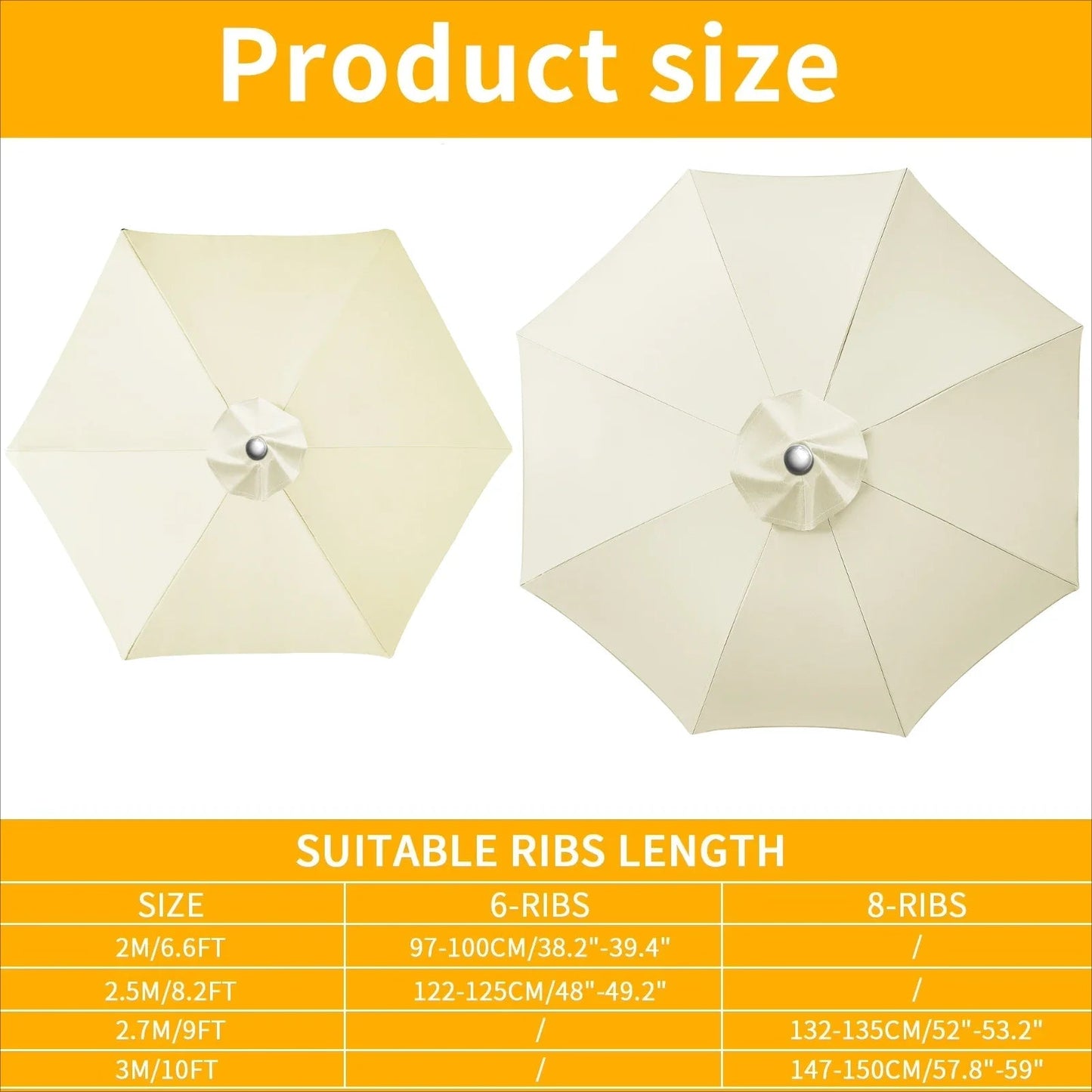 Vervangingshoes voor parasol 6/8 spaken waterafstotend met ventilatie 2-3 meter