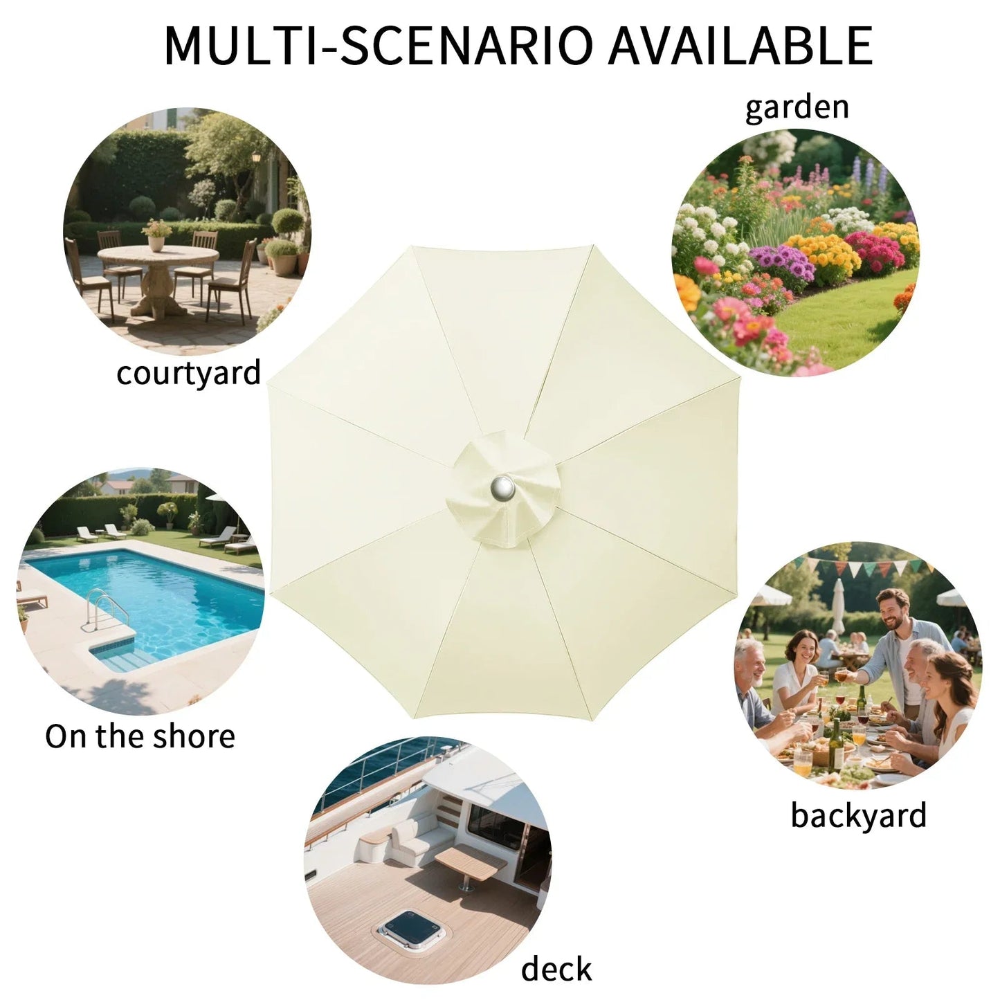 Vervangingshoes voor parasol 6/8 spaken waterafstotend met ventilatie 2-3 meter