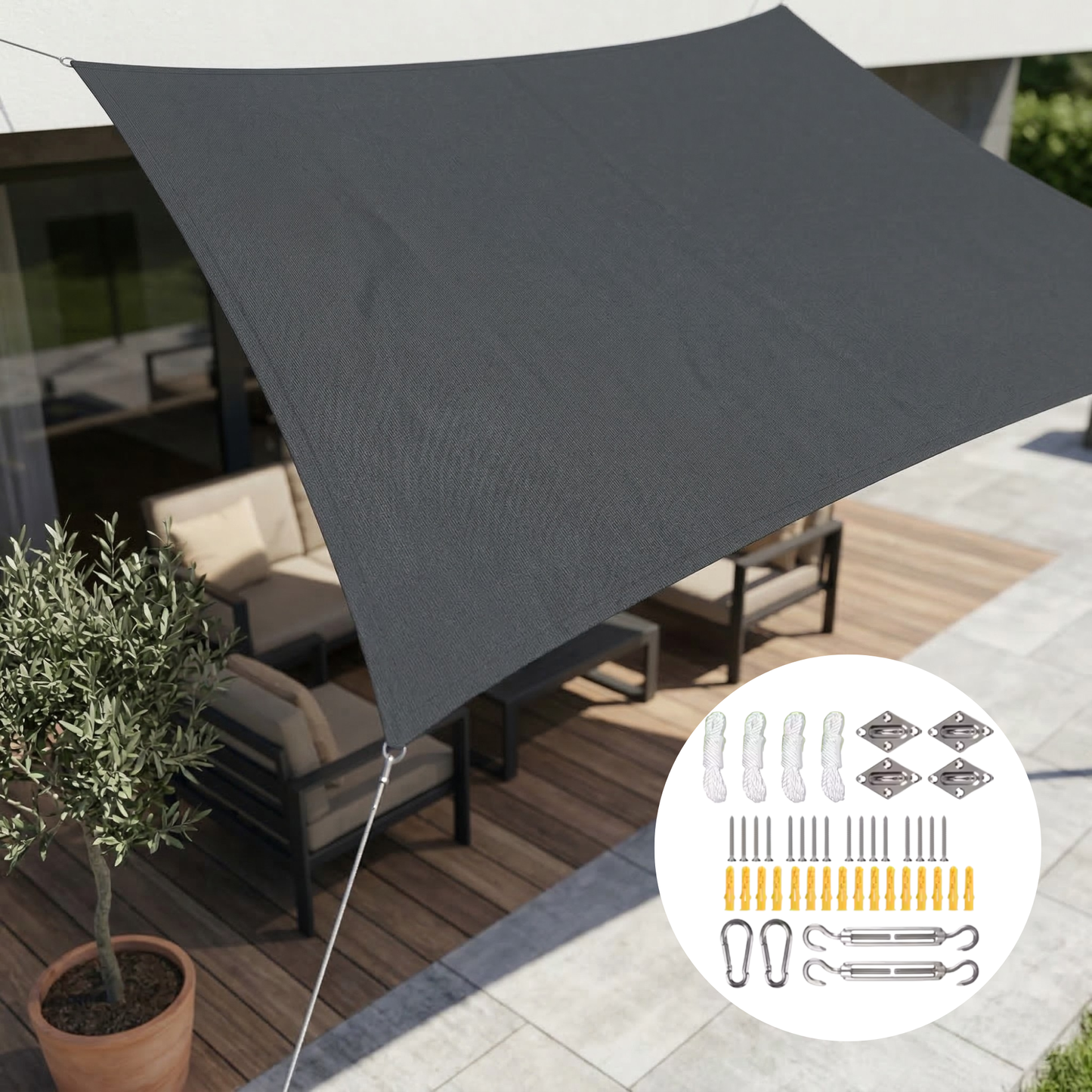 Waterdicht Rechthoekig Schaduwdoek UV-Bescherming Terras Tuin Balkon