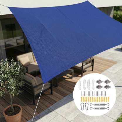 Waterdicht Rechthoekig Schaduwdoek met UV-Bescherming – Zonnedoek voor Tuin, Terras, Balkon & Zwembad – Scheurvast incl. Bevestigingskoorden