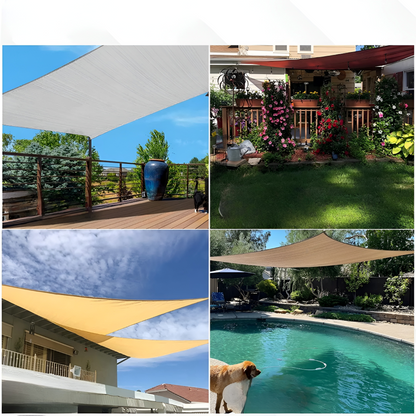 Waterdicht Rechthoekig Schaduwdoek met UV-Bescherming – Zonnedoek voor Tuin, Terras, Balkon & Zwembad – Scheurvast incl. Bevestigingskoorden