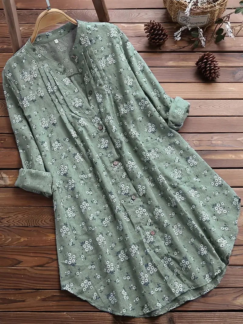 Vrouwen Blouse Zomer Bloemen V-Hals Elegant - StudioMarella