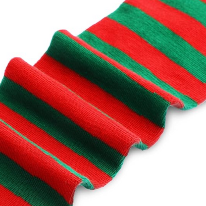 Sophie Kniehoge Sokken | Zachte Stof, 3-Pack, Rood Groen Wit Gestreept 4