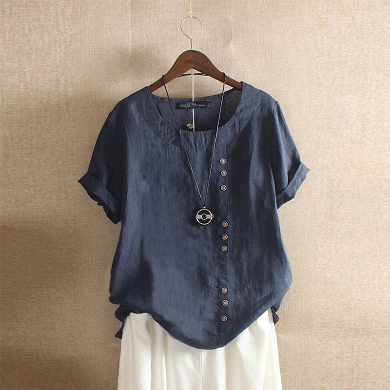 Vrouwelijke Zomerblouse Relaxed Fit Casual Stijl