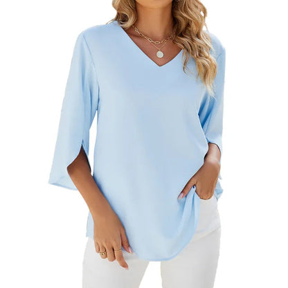 Vrouwelijke Zomerblouse Elegante V-hals - StudioMarella