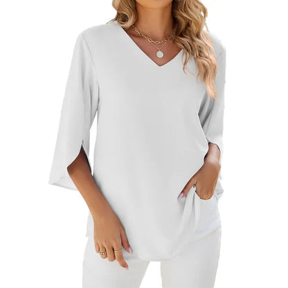 Vrouwelijke Zomerblouse Elegante V-halsjurk