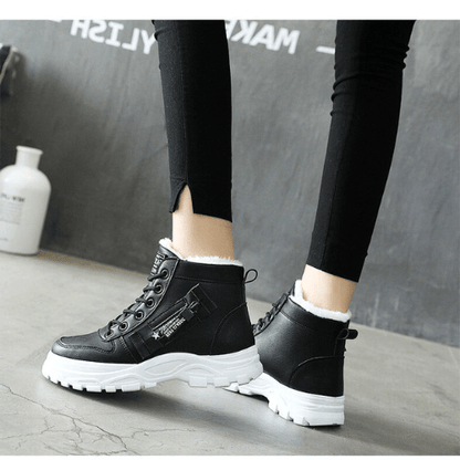 Dames Enkellaarsjes Zwart Fleece Gevoerd Warm