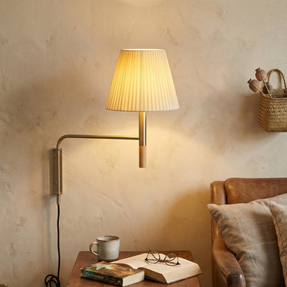 Verstelbare Wandlamp met Zwenkarm – Moderne Design Leeslamp met Handgebreide Perkament of Geplisseerde Kap