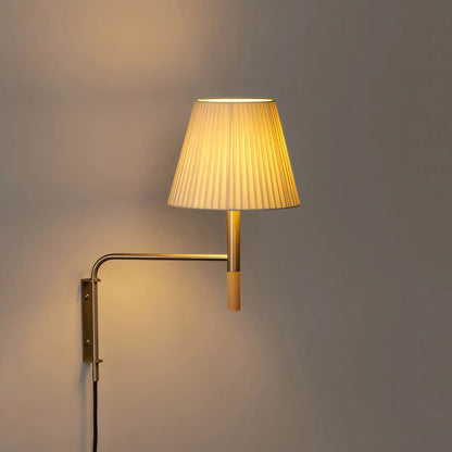 Verstelbare Wandlamp met Zwenkarm – Moderne Design Leeslamp met Handgebreide Perkament of Geplisseerde Kap