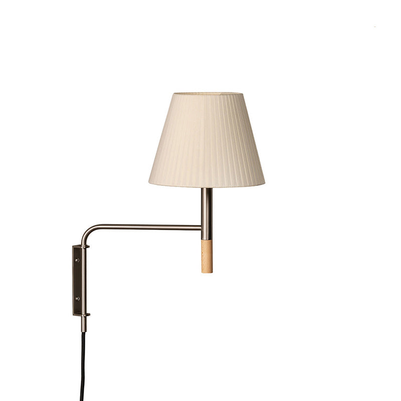 Verstelbare Wandlamp met Zwenkarm – Moderne Design Leeslamp met Handgebreide Perkament of Geplisseerde Kap