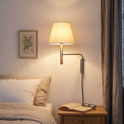 Verstelbare Wandlamp met Zwenkarm – Moderne Design Leeslamp met Handgebreide Perkament of Geplisseerde Kap