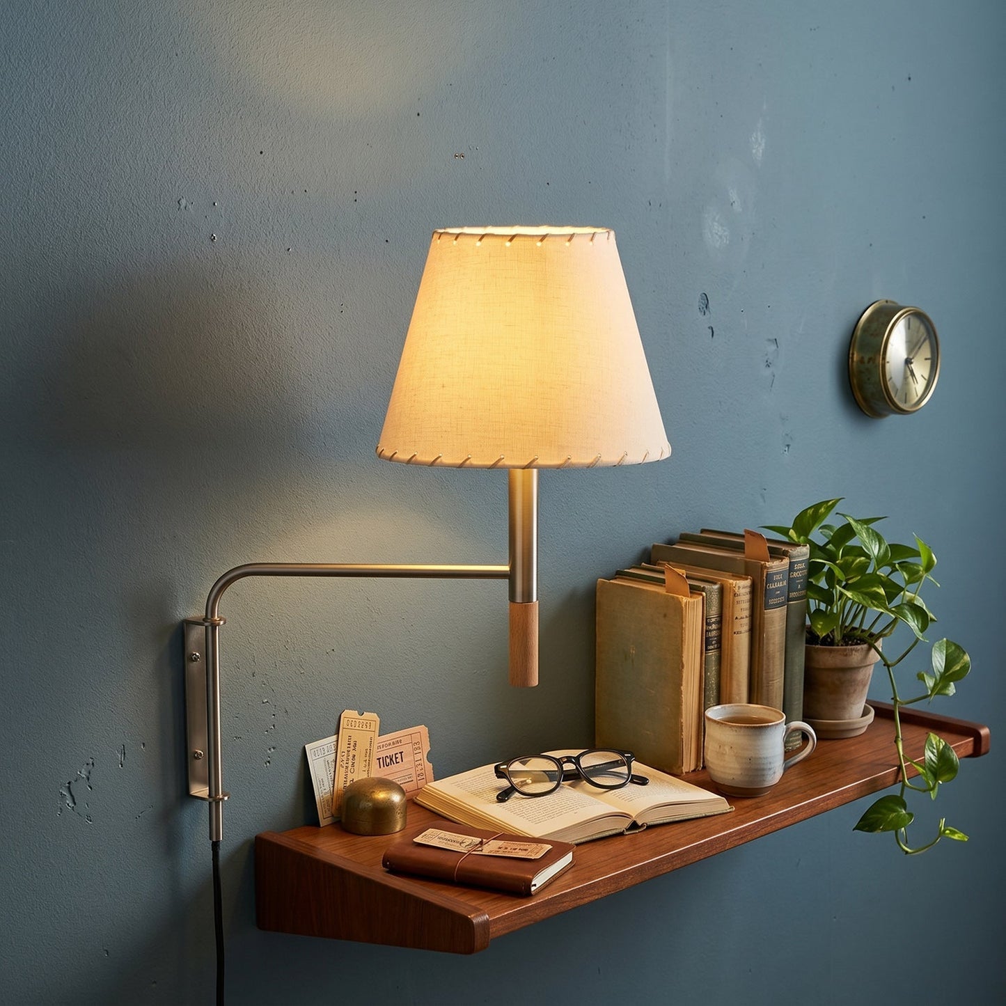 Verstelbare Wandlamp met Zwenkarm – Moderne Design Leeslamp met Handgebreide Perkament of Geplisseerde Kap