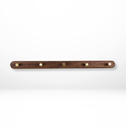 Houten Wandkapstok met Messing Haken – Ruimtebesparende Wandkapstok voor Gang, Slaapkamer & Badkamer