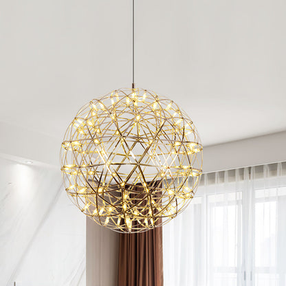 LED Hanglamp Bol Zilver Sfeerverlichting Moderne Lichtbol met Dimbare Lichtpunten Transparante Kristalbol Decoratief Scandinavisch Warm Wit Industrieel Design Interieurlamp