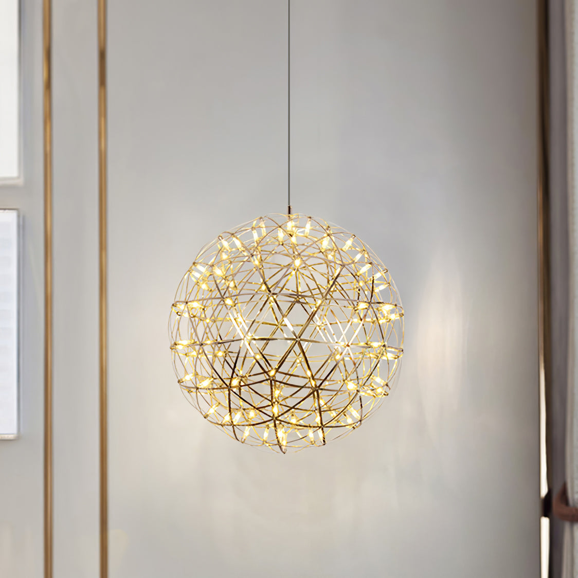 LED Hanglamp Bol Zilver Sfeerverlichting Moderne Lichtbol met Dimbare Lichtpunten Transparante Kristalbol Decoratief Scandinavisch Warm Wit Industrieel Design Interieurlamp