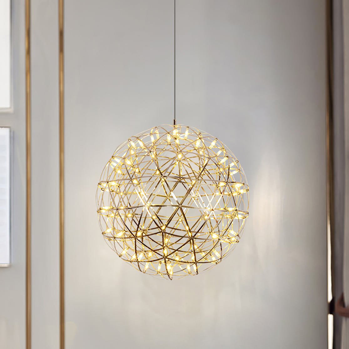 LED Hanglamp Bol Zilver Sfeerverlichting Moderne Lichtbol met Dimbare Lichtpunten Transparante Kristalbol Decoratief Scandinavisch Warm Wit Industrieel Design Interieurlamp