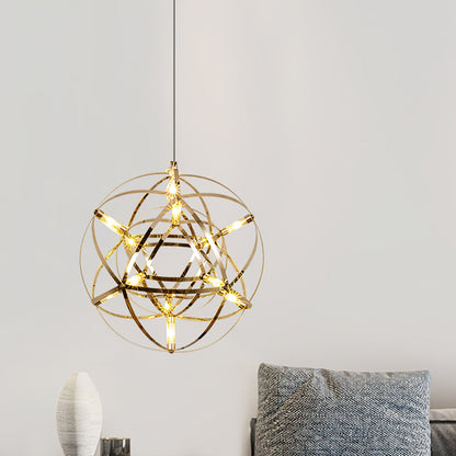 LED Hanglamp Bol Zilver Sfeerverlichting Moderne Lichtbol met Dimbare Lichtpunten Transparante Kristalbol Decoratief Scandinavisch Warm Wit Industrieel Design Interieurlamp