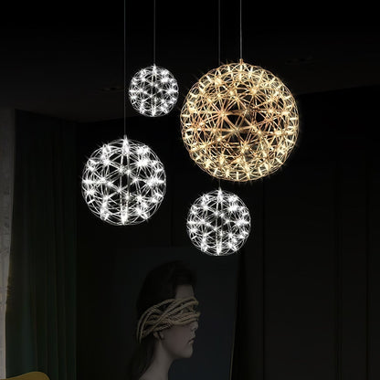 LED Hanglamp Bol Zilver Sfeerverlichting Moderne Lichtbol met Dimbare Lichtpunten Transparante Kristalbol Decoratief Scandinavisch Warm Wit Industrieel Design Interieurlamp