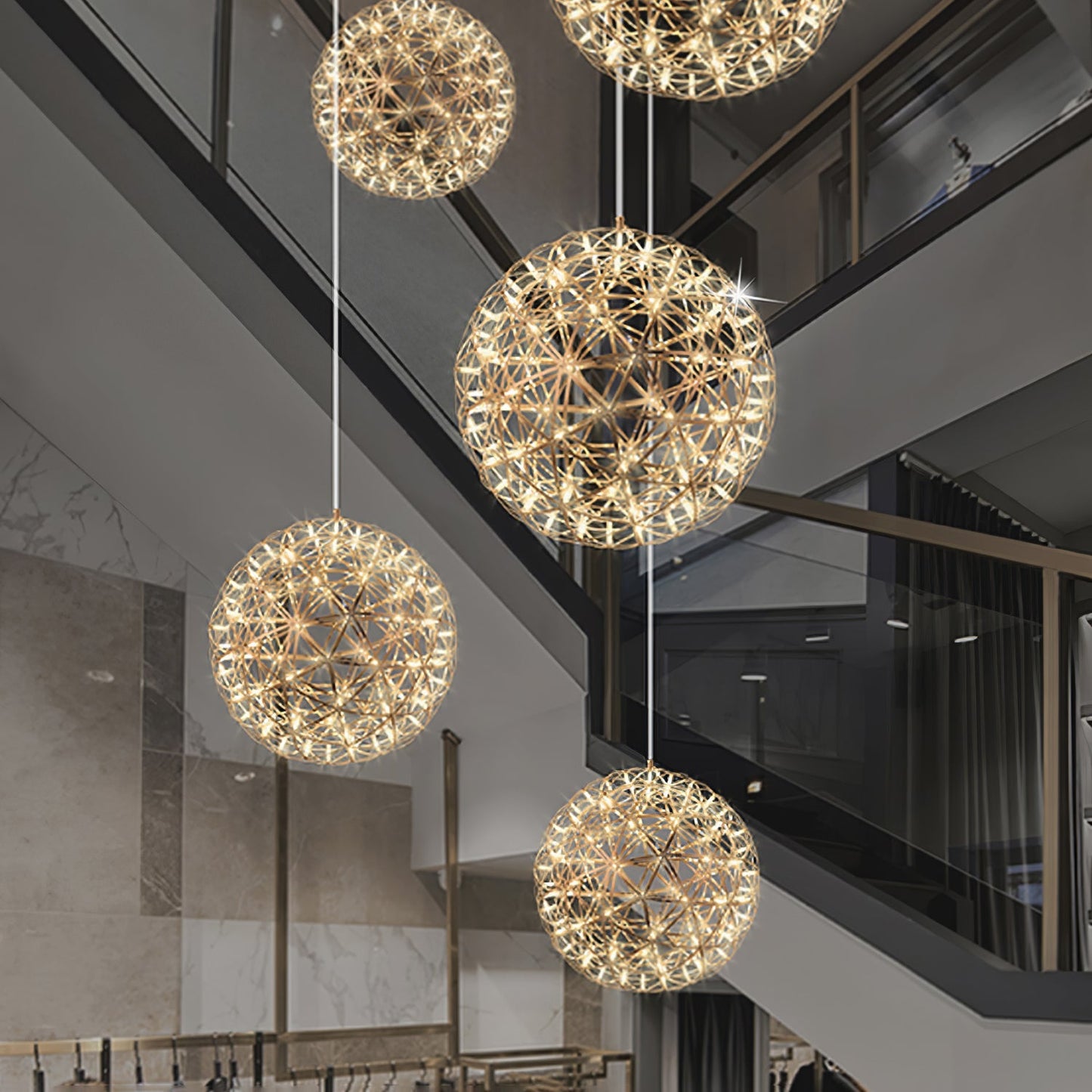LED Hanglamp Bol Zilver Sfeerverlichting Moderne Lichtbol met Dimbare Lichtpunten Transparante Kristalbol Decoratief Scandinavisch Warm Wit Industrieel Design Interieurlamp
