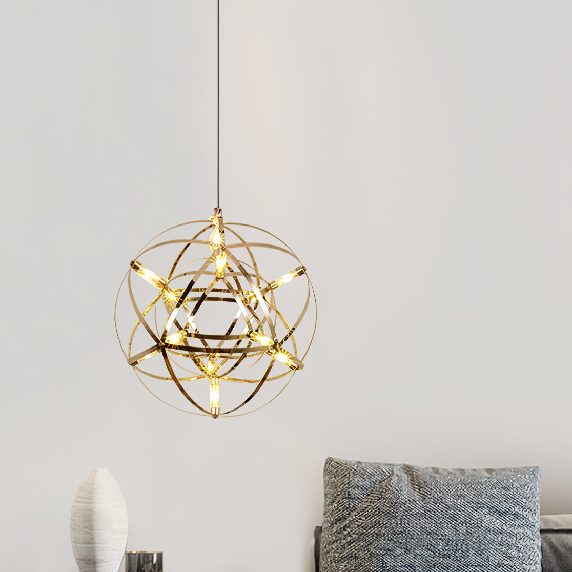 LED Hanglamp Bol Zilver Sfeerverlichting Moderne Lichtbol met Dimbare Lichtpunten Transparante Kristalbol Decoratief Scandinavisch Warm Wit Industrieel Design Interieurlamp