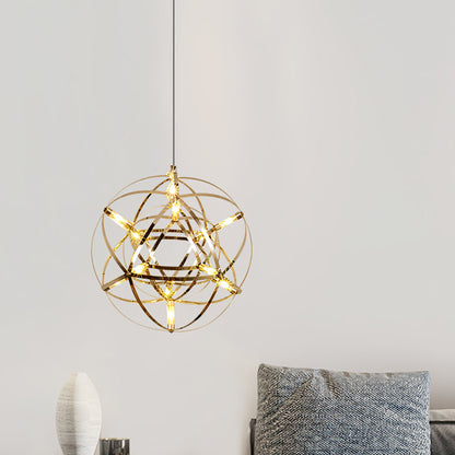 LED Hanglamp Bol Zilver Sfeerverlichting Moderne Lichtbol met Dimbare Lichtpunten Transparante Kristalbol Decoratief Scandinavisch Warm Wit Industrieel Design Interieurlamp