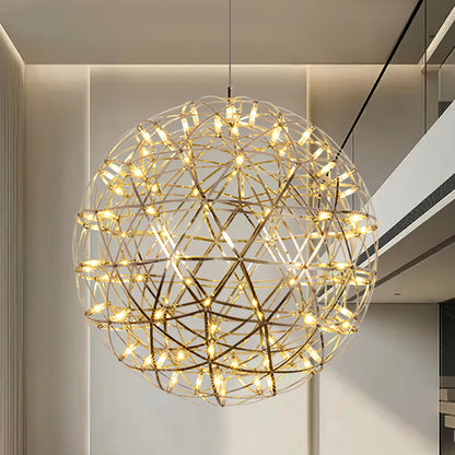 LED Hanglamp Bol Zilver Sfeerverlichting Moderne Lichtbol met Dimbare Lichtpunten Transparante Kristalbol Decoratief Scandinavisch Warm Wit Industrieel Design Interieurlamp