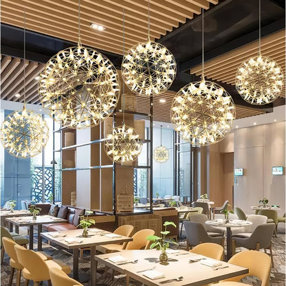 LED Hanglamp Bol Zilver Sfeerverlichting Moderne Lichtbol met Dimbare Lichtpunten Transparante Kristalbol Decoratief Scandinavisch Warm Wit Industrieel Design Interieurlamp