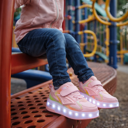 LED Wieltjeschoenen Kinderen Synthetisch Roze met Verlichting Rolschoenen Sneakers met Wielen voor Buitenspelen