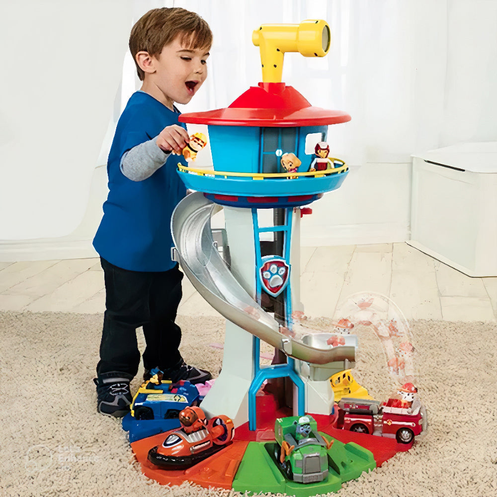 Speeltoren met Glijbaan en Auto's Interactief Kinderspeelgoed Motoriek Rollenspel Educatief Speelset voor Binnen vanaf 4 Jaar