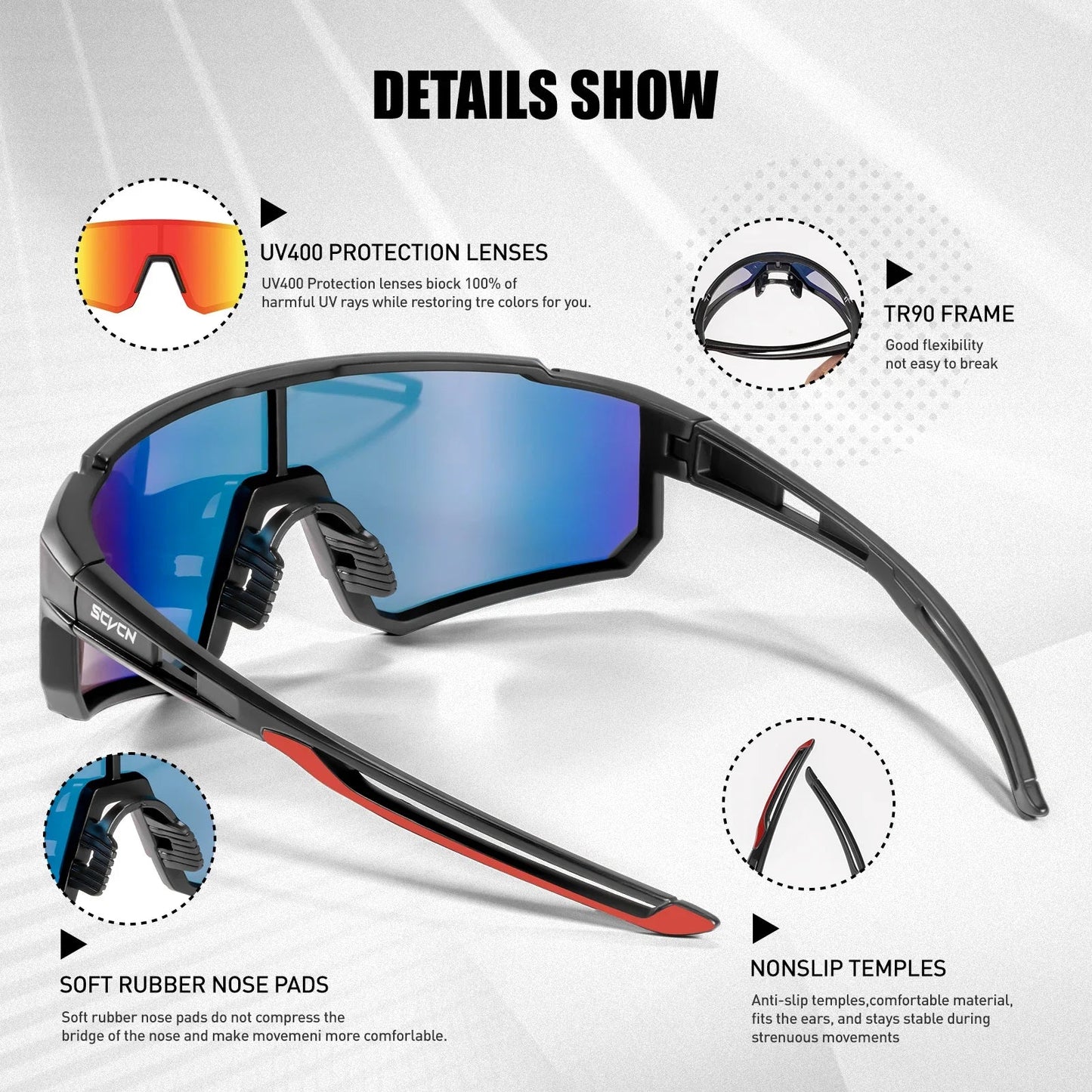 Sportbril UV400 Bescherming Lichtgewicht Frame Fietsen Outdoor