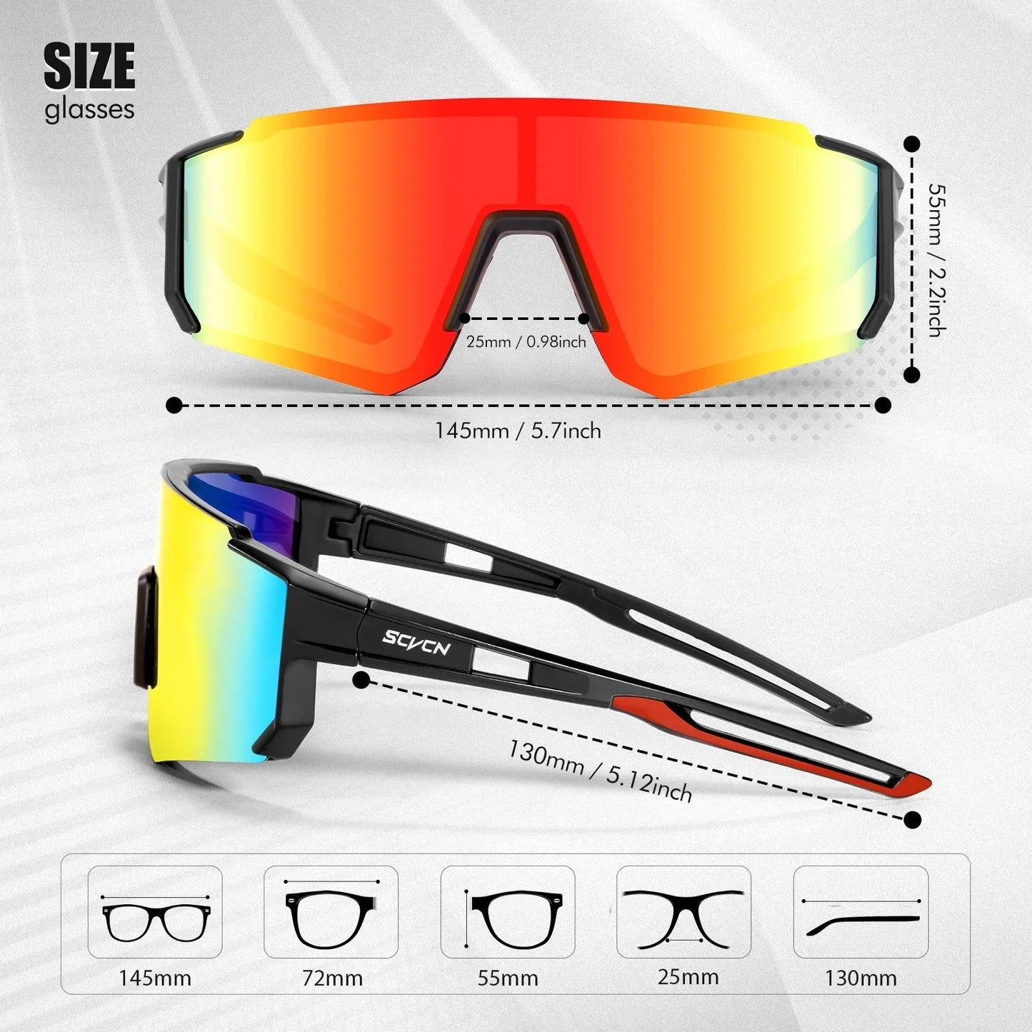 Sportbril UV400 Bescherming Lichtgewicht Frame Fietsen Outdoor