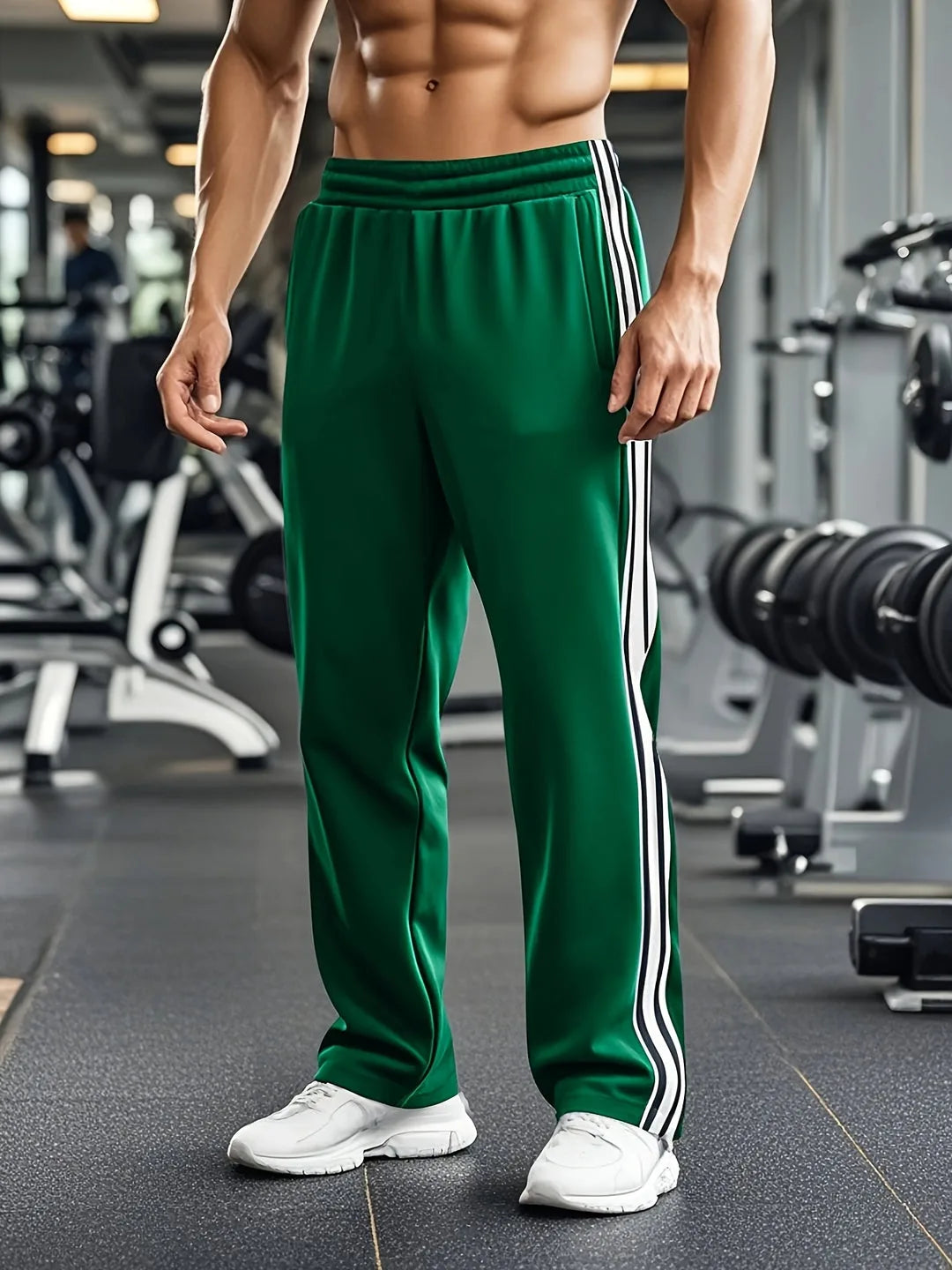 Sportbroek met elastische tailleband en zijstrepen
