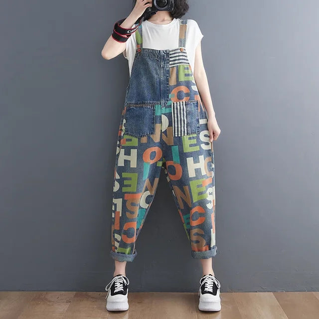 Dames Tuinbroek Zomerse Vintage Stijl Kleurrijk - StudioMarella