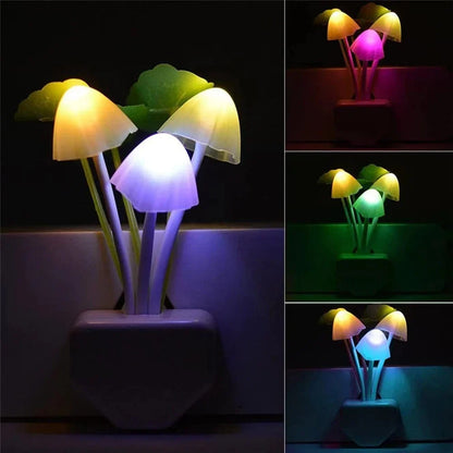 Sprookjesachtig Paddenstoel Nachtlampje met Lichtsensor en Energiezuinige LED-verlichting