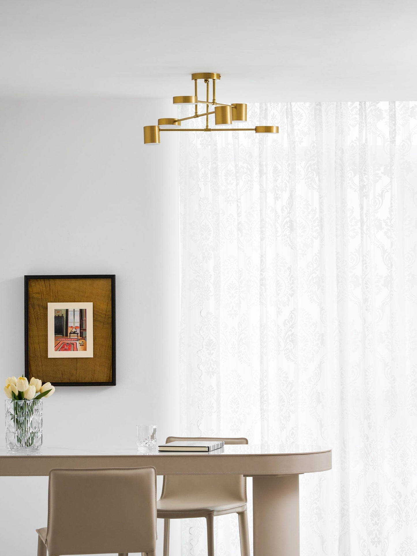 Sputnik Plafondlamp 6-armen LED Metalen Frame Ø57cm Goud Zwart Wit 36W dimbaar Mid-Century Scandinavische eetkamer woonkamer entree modern design