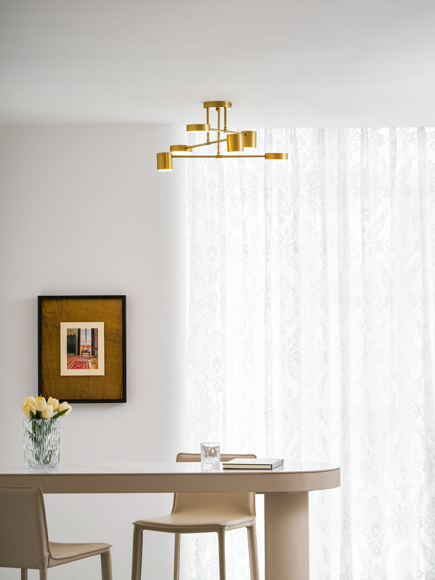 Sputnik Plafondlamp 6-armen LED Metalen Frame Ø57cm Goud Zwart Wit 36W dimbaar Mid-Century Scandinavische eetkamer woonkamer entree modern design