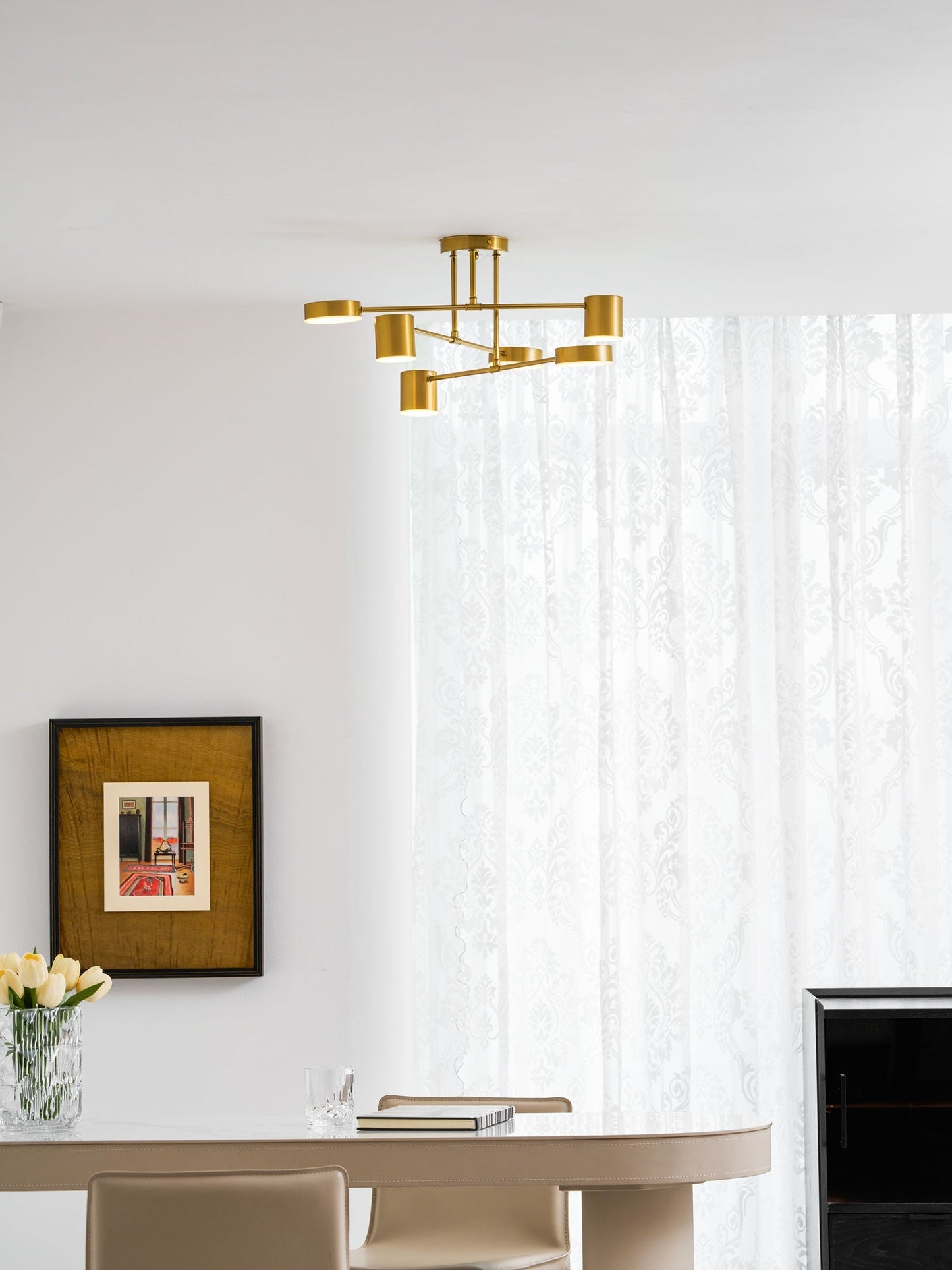 Sputnik Plafondlamp 6-armen LED Metalen Frame Ø57cm Goud Zwart Wit 36W dimbaar Mid-Century Scandinavische eetkamer woonkamer entree modern design
