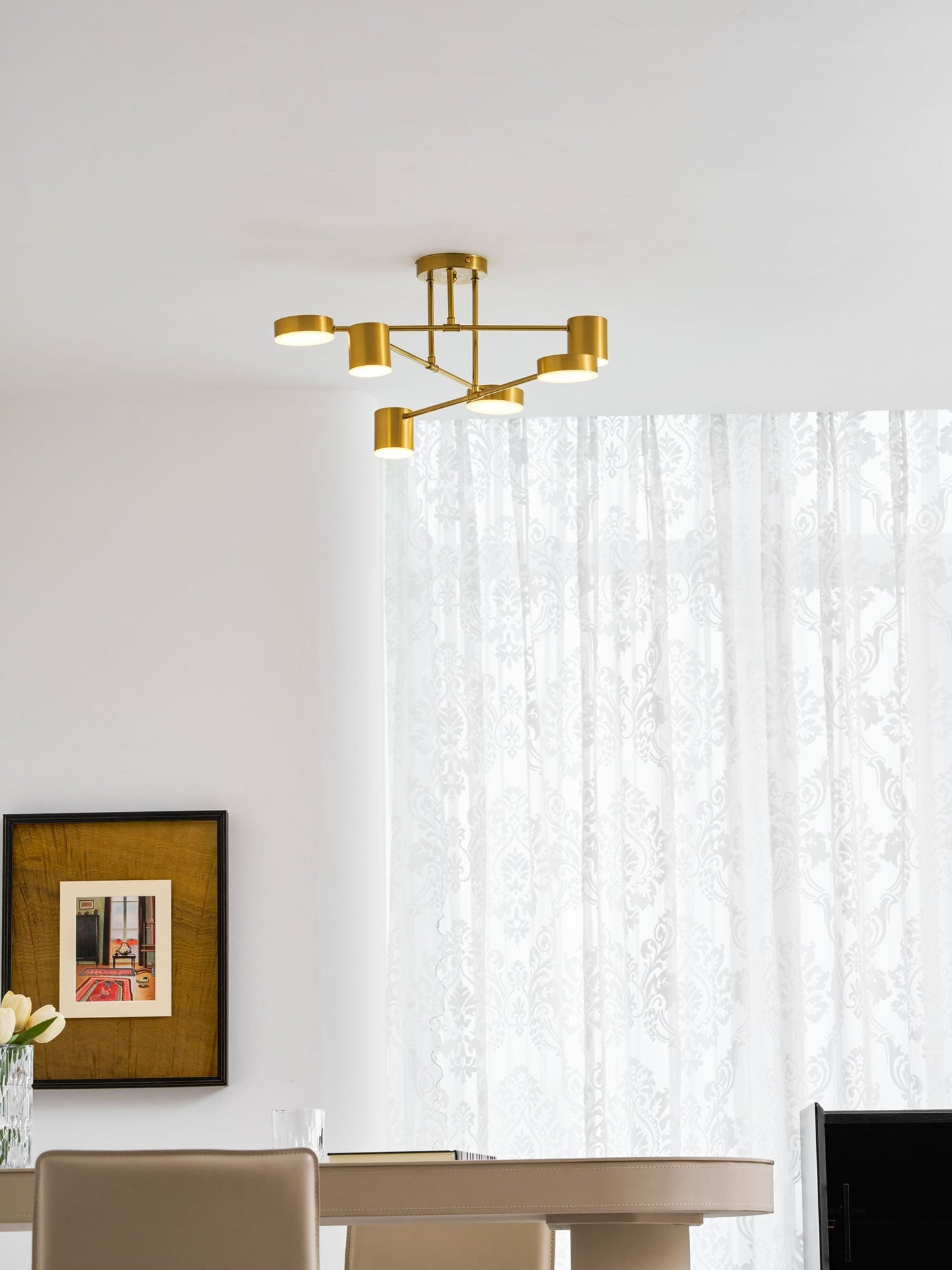 Sputnik Plafondlamp 6-armen LED Metalen Frame Ø57cm Goud Zwart Wit 36W dimbaar Mid-Century Scandinavische eetkamer woonkamer entree modern design