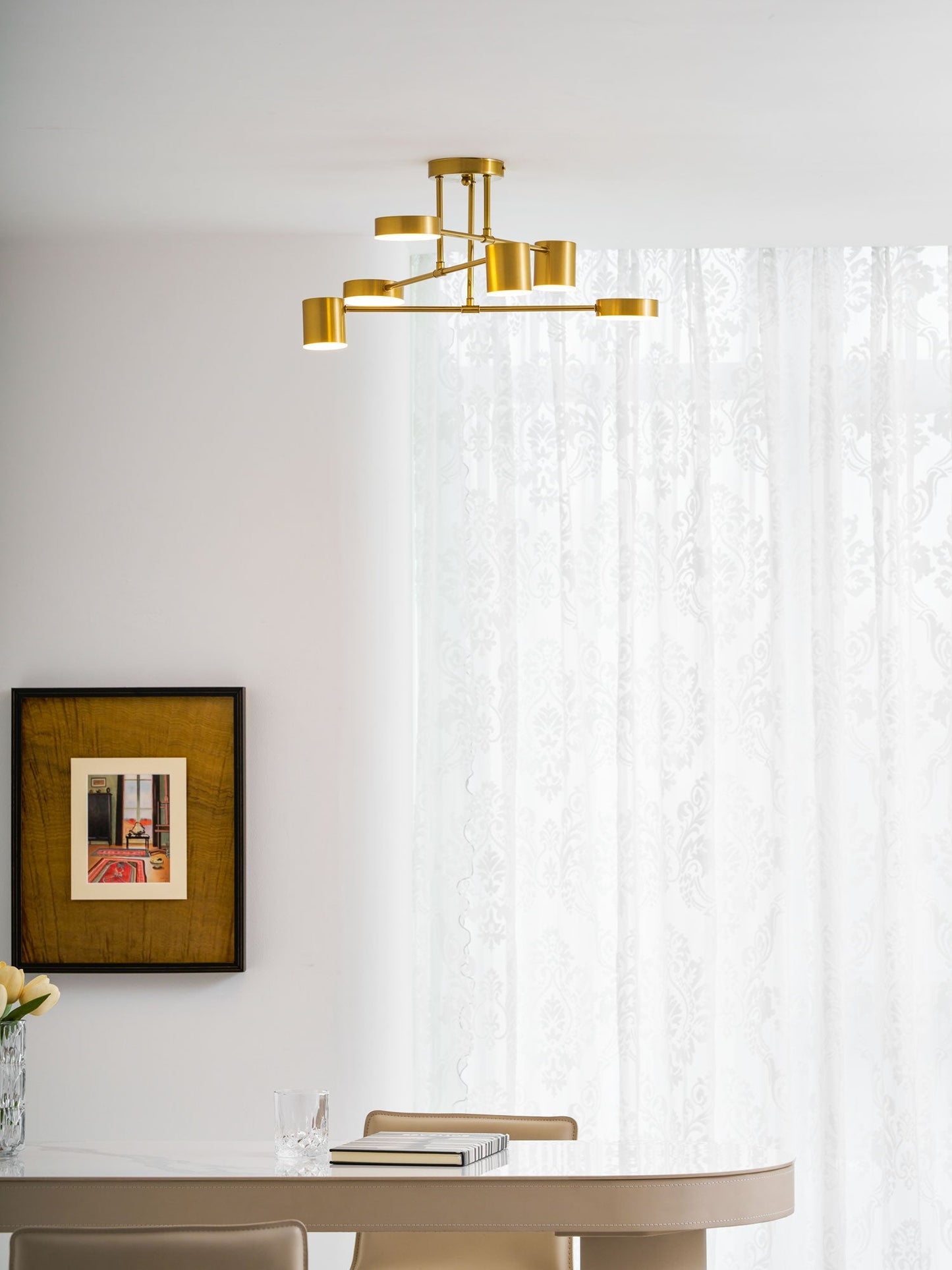 Sputnik Plafondlamp 6-armen LED Metalen Frame Ø57cm Goud Zwart Wit 36W dimbaar Mid-Century Scandinavische eetkamer woonkamer entree modern design