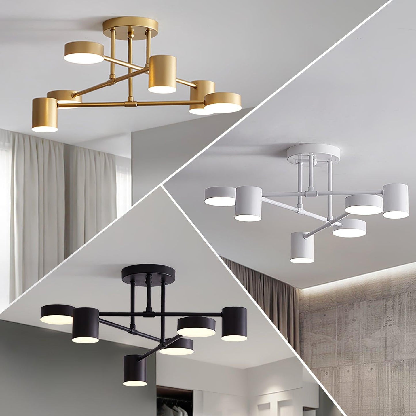 Sputnik Plafondlamp 6-armen LED Metalen Frame Ø57cm Goud Zwart Wit 36W dimbaar Mid-Century Scandinavische eetkamer woonkamer entree modern design