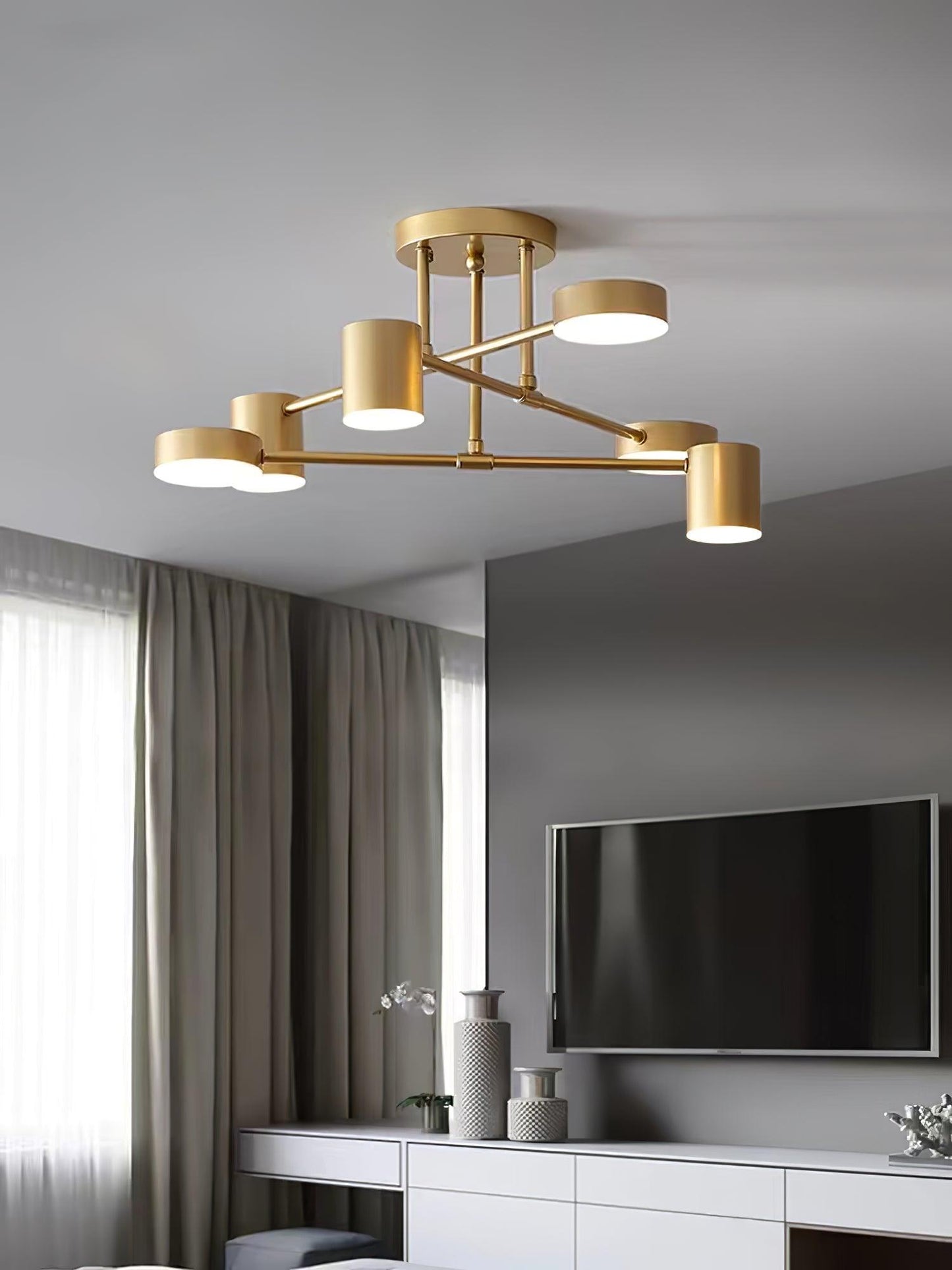 Sputnik Plafondlamp 6-armen LED Metalen Frame Ø57cm Goud Zwart Wit 36W dimbaar Mid-Century Scandinavische eetkamer woonkamer entree modern design
