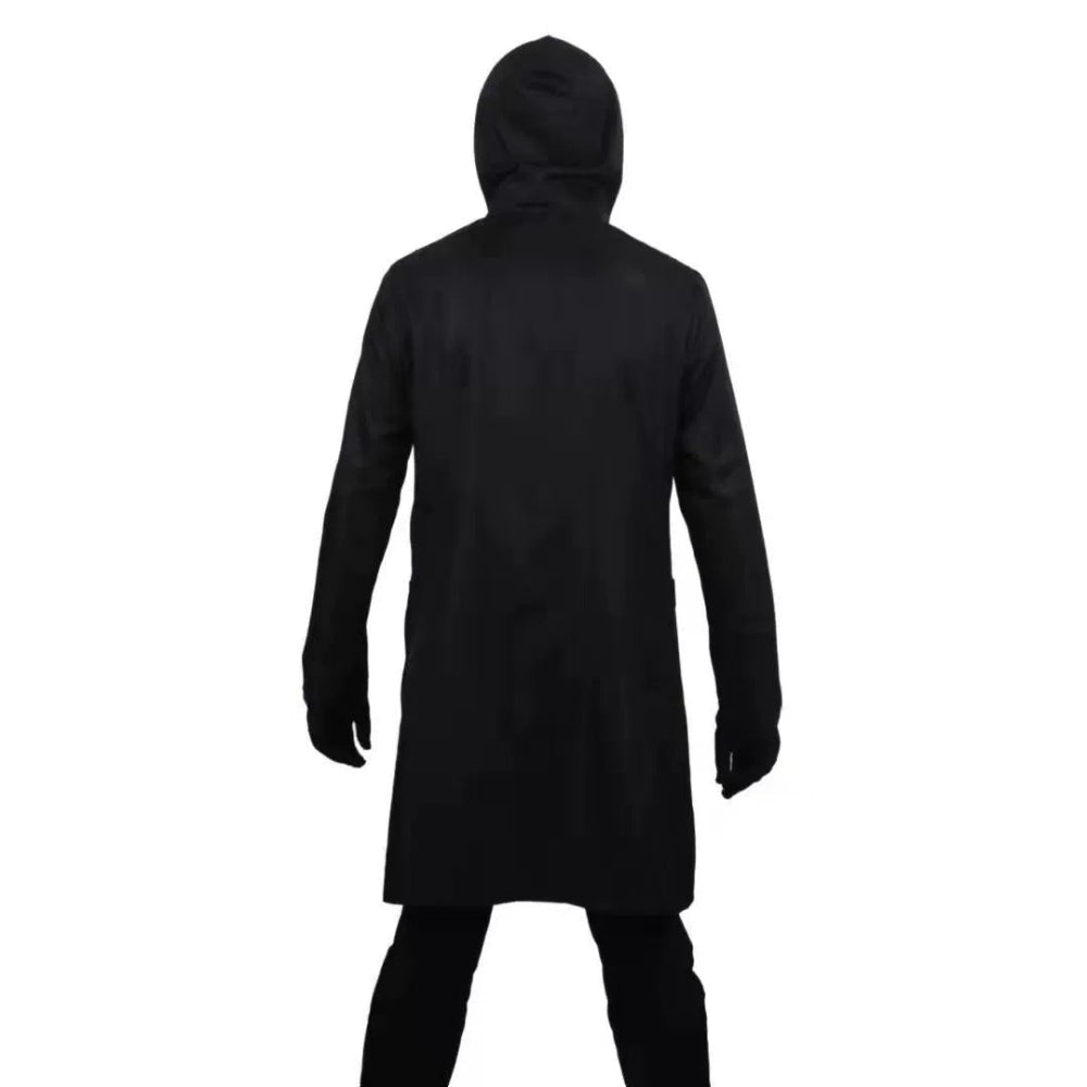 Mysterieus Kapuzenkostuum Zwart met Masker & Handschoenen Unisex Halloween Cosplay Party Outfit voor Kinderen & Volwassenen
