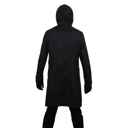 Mysterieus Kapuzenkostuum Zwart met Masker & Handschoenen Unisex Halloween Cosplay Party Outfit voor Kinderen & Volwassenen