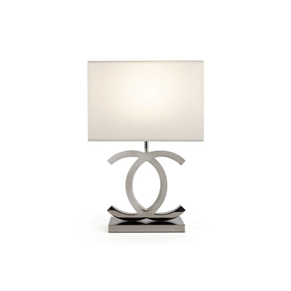 Roestvrij Stalen Tafellamp met Stoffen Kap – Luxe Designlamp Goud/Chroom met Zwart/Wit – E26/E27 Fitting – Ø36.5×H62cm