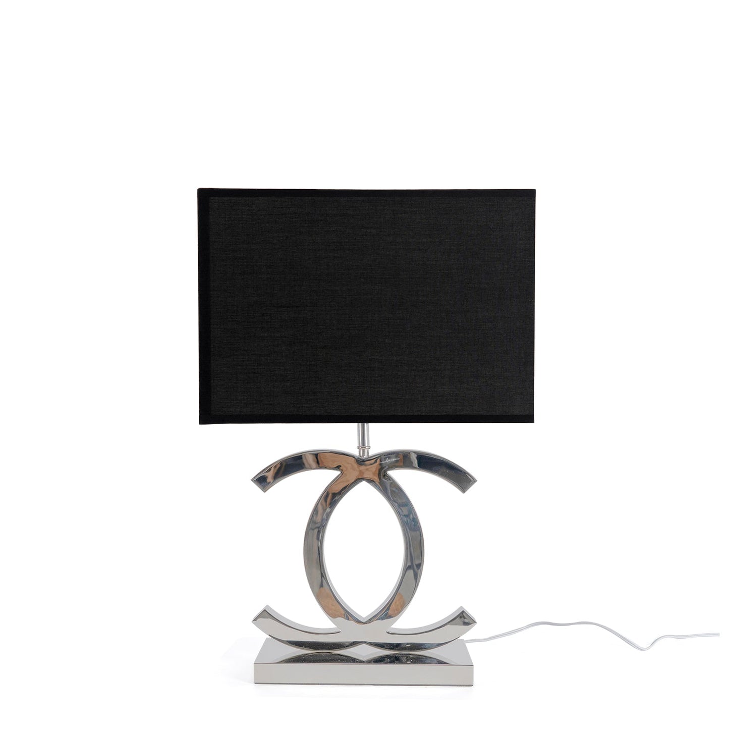 Roestvrij Stalen Tafellamp met Stoffen Kap – Luxe Designlamp Goud/Chroom met Zwart/Wit – E26/E27 Fitting – Ø36.5×H62cm