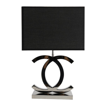 Roestvrij Stalen Tafellamp met Stoffen Kap – Luxe Designlamp Goud/Chroom met Zwart/Wit – E26/E27 Fitting – Ø36.5×H62cm