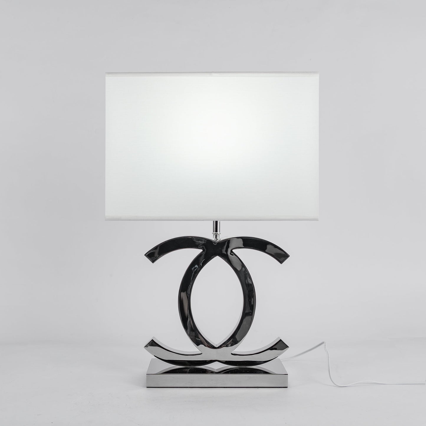 Roestvrij Stalen Tafellamp met Stoffen Kap – Luxe Designlamp Goud/Chroom met Zwart/Wit – E26/E27 Fitting – Ø36.5×H62cm